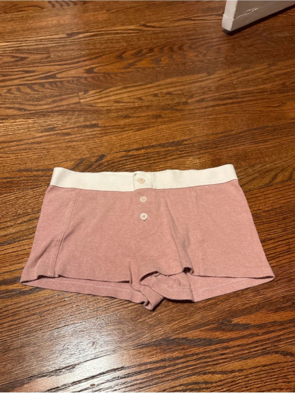 Brandy Melville Soft Pink Knit Bike Shorts with Cream Waistband